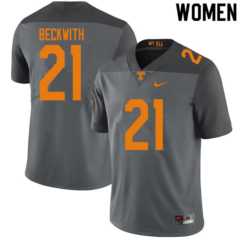 Women #21 Dee Beckwith Tennessee Volunteers College Football Jerseys Sale-Gray - Click Image to Close